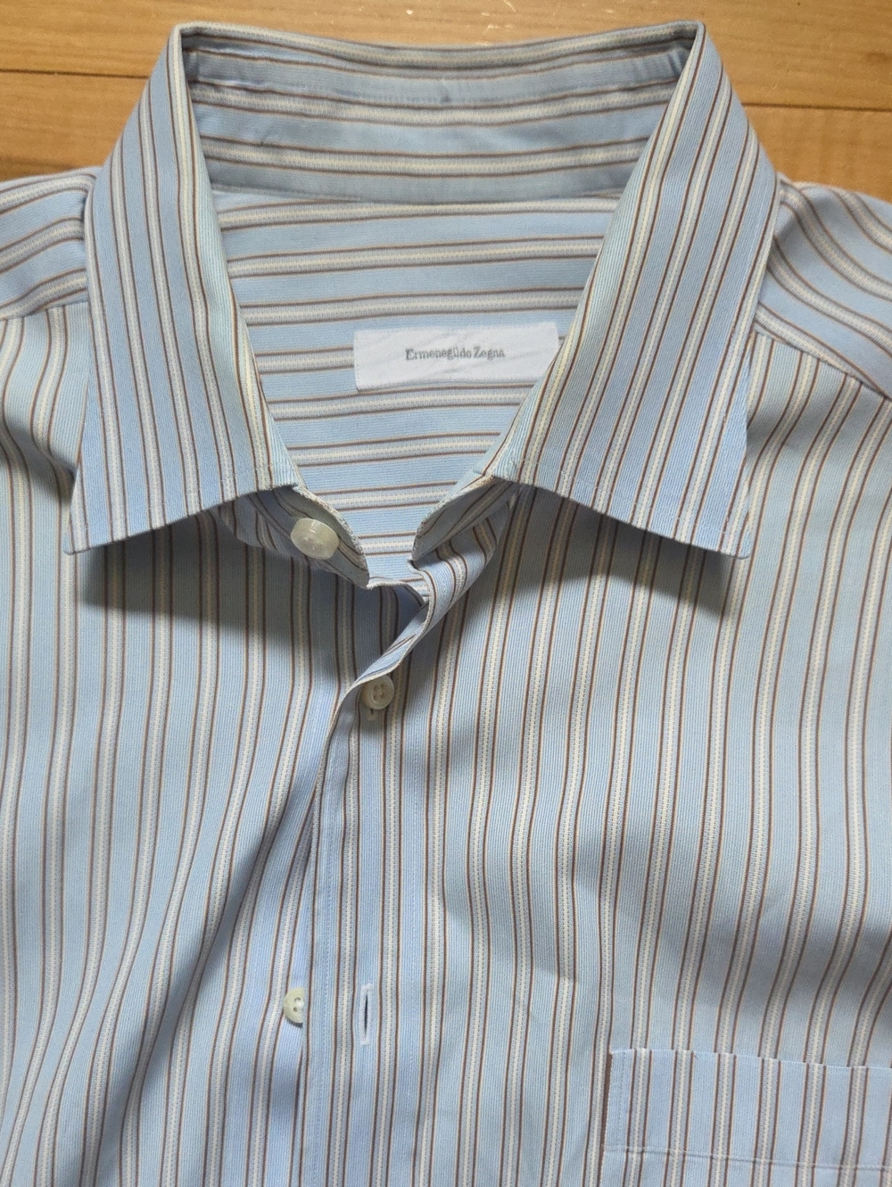 Ermenegildo Zegna Light Blue Striped Men’s Dress Shirt 16.5 Neck